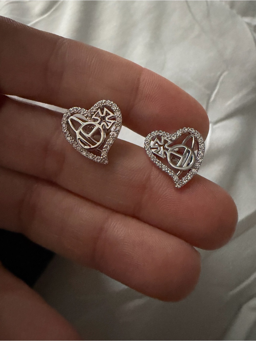Vivienne Westwood Silver Heart Orb Stud Earrings